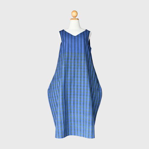 LEELAFAI - Mud dyed natural indigo v neck sleeveless dress Size M