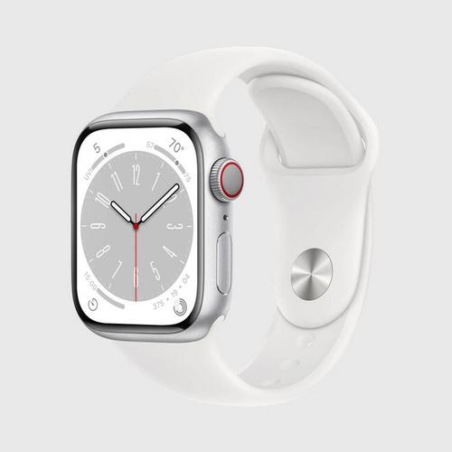 APPLE Watch S8 (GPS+Cellular) Silver Aluminum Case with White Sport Band (41mm)