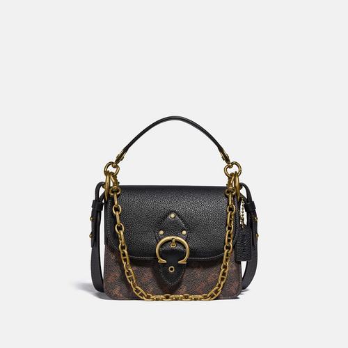 COACH Beat Shoulder Bag 18 With Horse And Carriage Print - Truffle Black