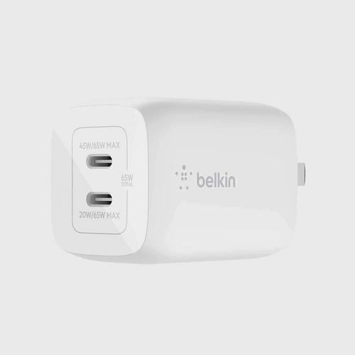 Belkin BOOST↑CHARGE™ Dual USB-C GaN PD Charger 65W (65W Max / Port or
45W+20W / 2-Port) * 2-Flat Pin and CEW - White