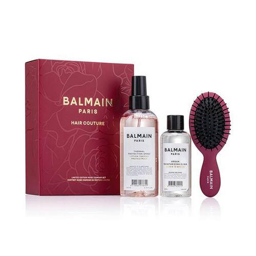 BALMAIN PARIS HAIR COUTURE 限量版 Muse d’Amour 套装 C1 25（护肤精华+隔热防护喷雾+迷你顺发SPA梳-梅紫色）