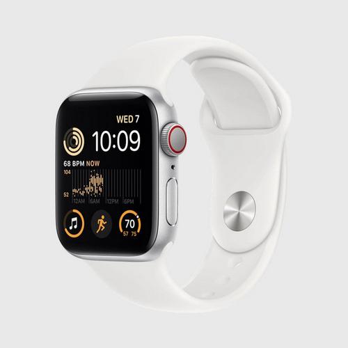 APPLE Watch SE (GPS+Cellular) Silver Aluminum Case with White Sport Band (40mm)