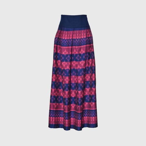 SAMER Twisted Pleated Skirt with Five Contrasting Pattern - 31 indigo
