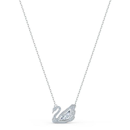 SWAROVSKI Dancing Swan Necklace, White, Rhodium plated