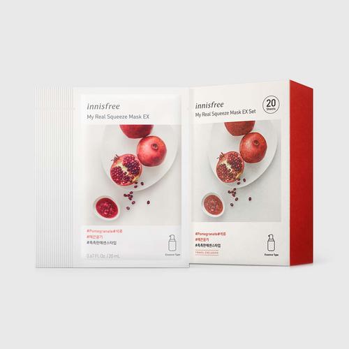 INNISFREE My Real Squeeze Mask EX Set - Pomegranate (20ml x 20 Sheets)