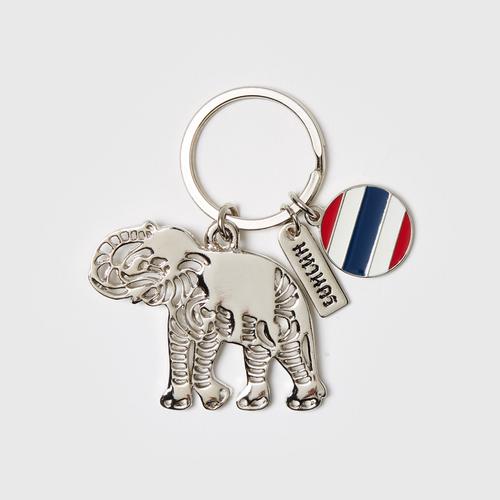MAHANAKHON Carved Elephant Keychain - Silver
