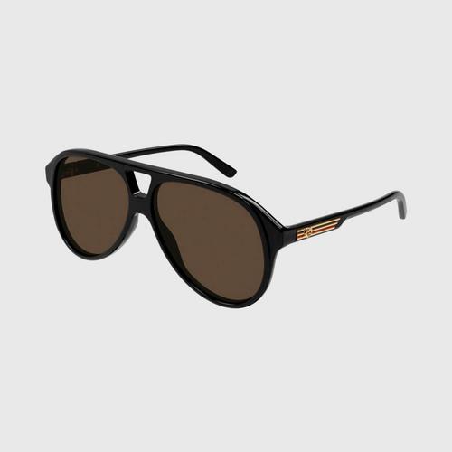 GUCCI ARCHIVE DETAILS SHINY SOLID BLACK/BROWN 59