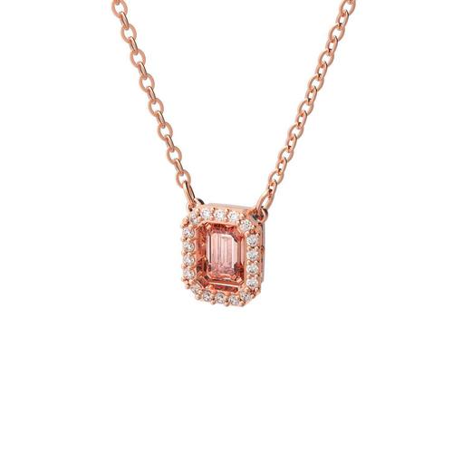SWAROVSKI Millenia Necklace Octagon Cut, Pink, Rose Gold-Tone Plated