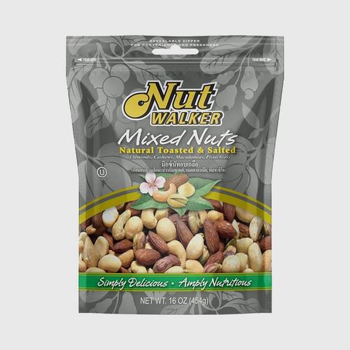 NUT WALKER  NATURAL TOASTED & SALTED MIXED NUTS 454G.
