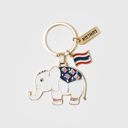 MAHANAKHON Elephant Stand Keychain - White