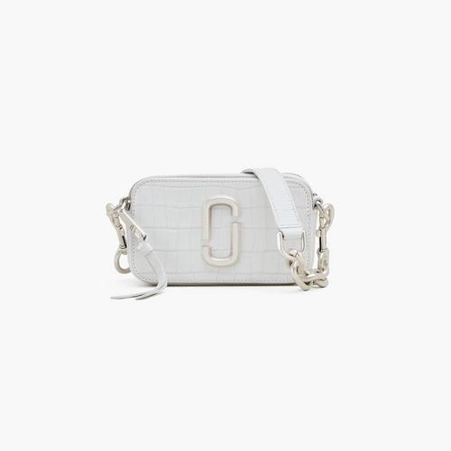 MARC JACOBS THECROC-EMBOSSED SHOULDER SNAPSHOT IN COTTON