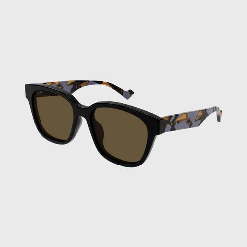 古驰 GUCCI (太陽眼鏡) GENERATION SHINY SOLID BLACK/BROWN 57