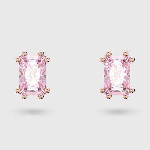 施华洛世 SWAROVSKI Stilla stud earrings Cushion cut, Pink, Rose gold-tone plated