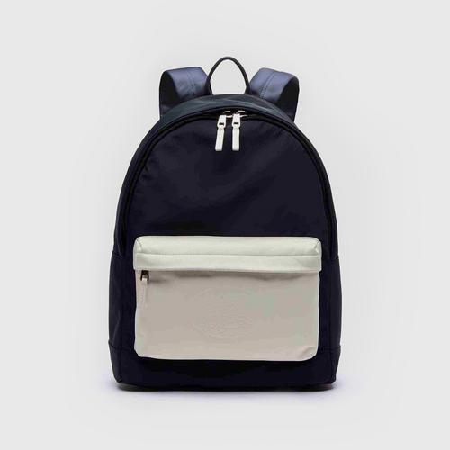 LACOSTE Men's L.12.12 Cuir Embossed Lettering Bicolour Leather Backpack
- Black Iris White