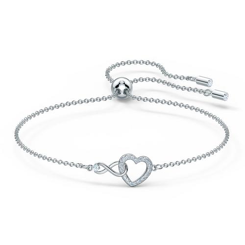 SWAROVSKI Infinity Heart Bracelet, White, Rhodium plated