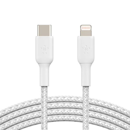 Belkin Braided Lightning to USB-C Cable 1M - White