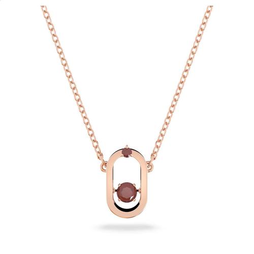 SWAROVSKI Sparkling Dance Oval Necklace Round Cut, Red, Rose Gold-Tone Plated