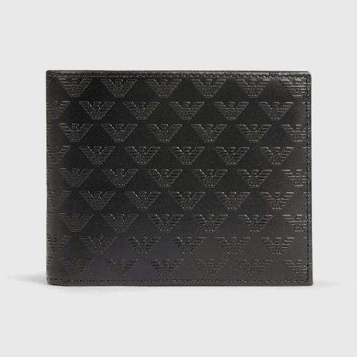 EMPORIO ARMANI PRINTED AND BOARDED LEATHER WALLET