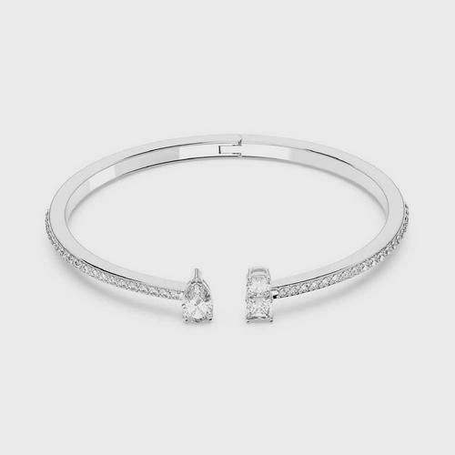 施华洛世 SWAROVSKI Attract cuff Mixed cuts, White, Rhodium plated Size M