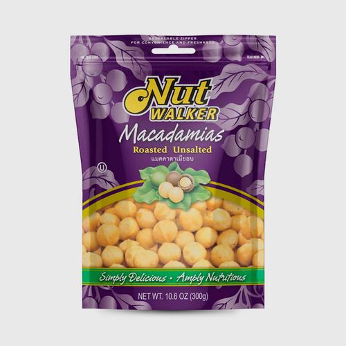 NUT WALKER  ROASTED UNSALTED MACADAMIAS 300G.