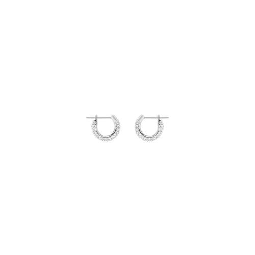 SWAROVSKI Stone Pierced Earrings, Small, White, Rhodium plating