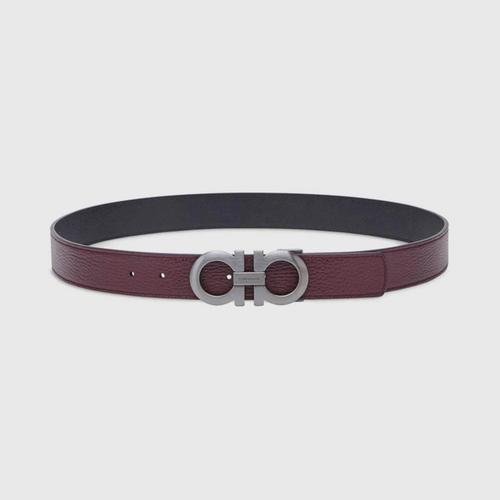 Ferragamo Reversible and adjustable Gancini belt Dark Barolo/Black Size 105