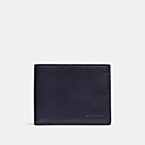 COACH Sport Calf Slim Billfold ID Wallet - MIDNIGHT