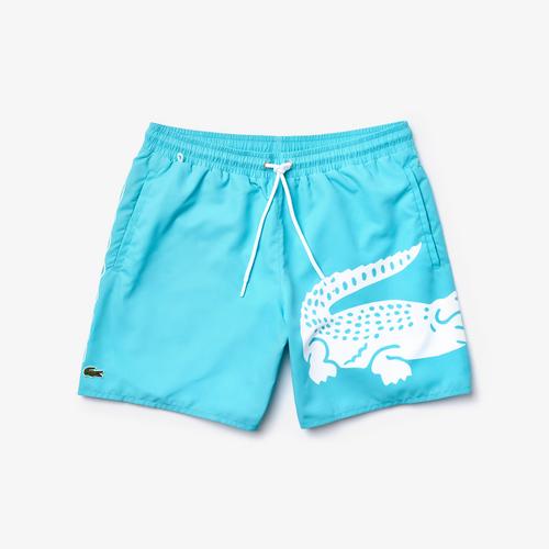 LACOSTE Men's Oversized Crocodile Print Light Quick-Dry Swim Shorts - S