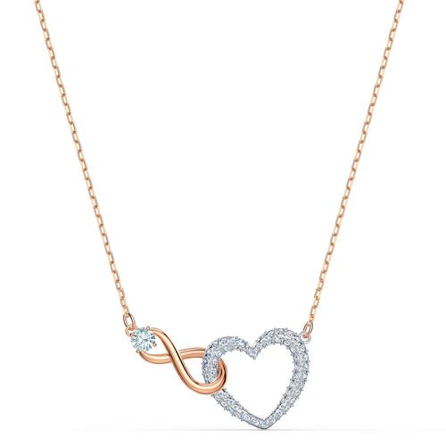 SWAROVSKI Infinity Heart Necklace, White, Mixed metal finish