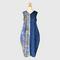 LEELAFAI - Mud dyed natural indigo sleeveless v neck dress mixed
witheco-print.Color dark blue. Size M
