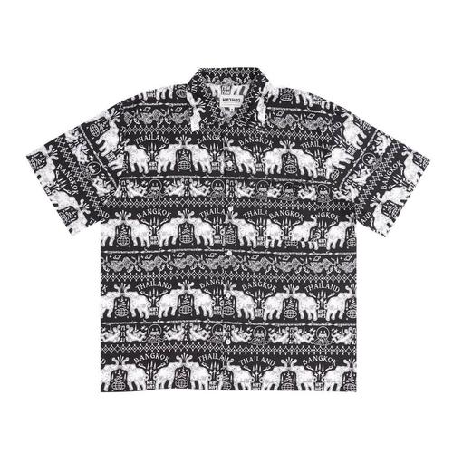 Mahanakhon Elepants Printed Hawaii Shirt Black - S
