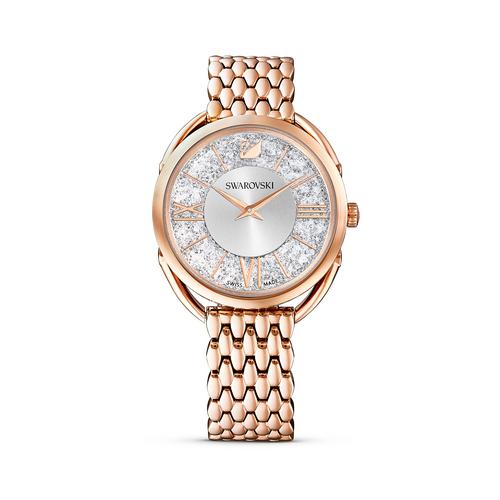 SWAROVSKI Crystalline Glam Watch, Metal bracelet, White, Rose-gold tone PVD