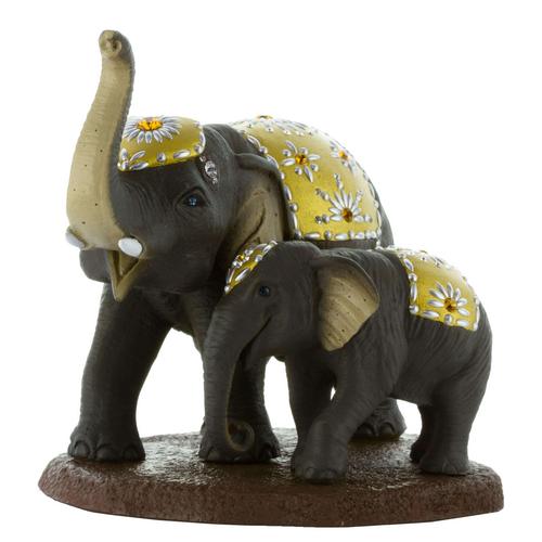 Crystella :  Mother & Baby Elephant (Gold)