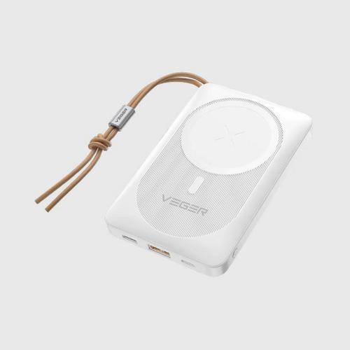 Veger W1115 10,000 mAh USB-CPD20W, QC3.0, Wireless charge Magnetic 15W - White
