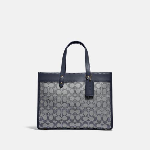COACH Field Tote 30 In Signature Jacquard - Navy Midnight Navy