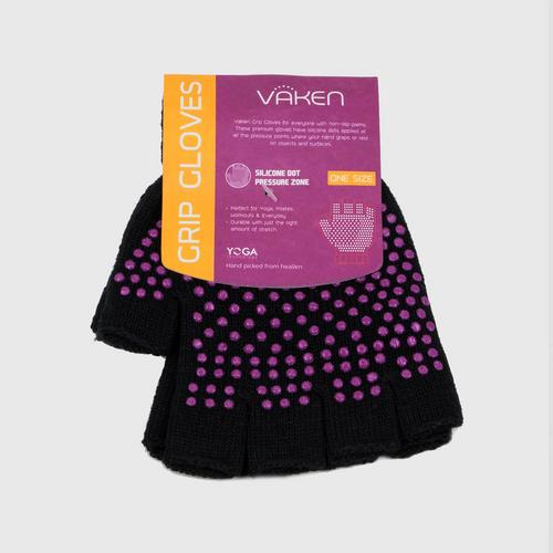 VAKEN Grip Gloves-1 Pair/Pack - Black Dot Purple