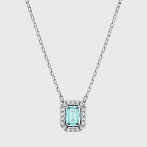施华洛世 SWAROVSKI Millenia necklace Octagon cut, Blue, Rhodium plated