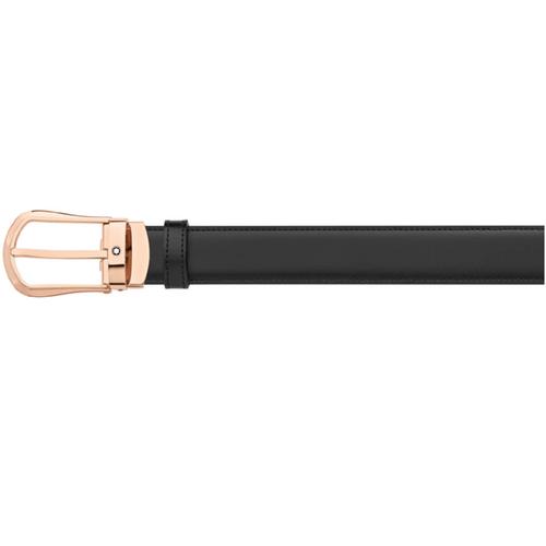 MONTBLANC Rounded trapeze shiny stainless steel PVD rose gold-coated pin
buckle Belt