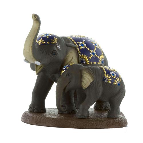 Crystella :  Mother & Baby Elephant (Blue) (CGS 1900069-01)