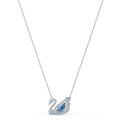 SWAROVSKI Dancing Swan Necklace, Blue, Rhodium plated