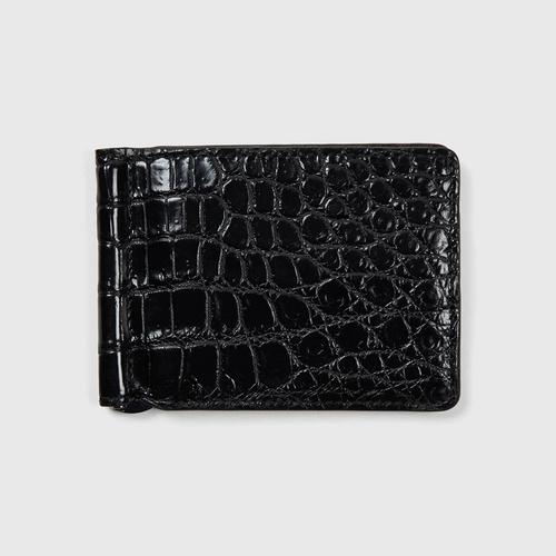 Longlai Crocodile Money Clip Crocodileoc Wallet Black Colour