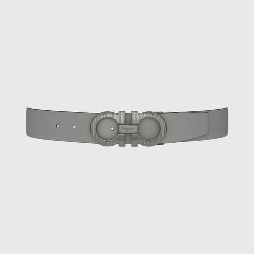 FERRAGAMO Reversible and adjustable Gancini belt Marble/Black size 105