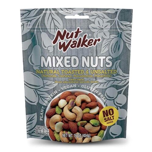 NUT WALKER Natural Toasted & Unsalted Mixed Nuts 454 g.