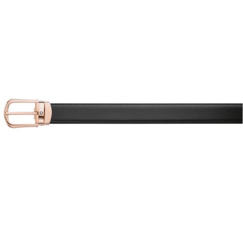 MONTBLANC Curved Horseshoe Shiny Stainless Steel and PVD Rose
Gold-Coated Pin Buckle Belt