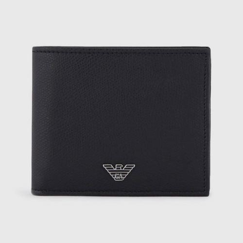 EMPORIO ARMANI Leather wallet with coin purse and metal logo