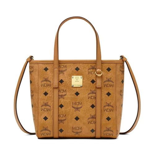 MCM Toni Visetos顶部拉链机车包 干邑棕