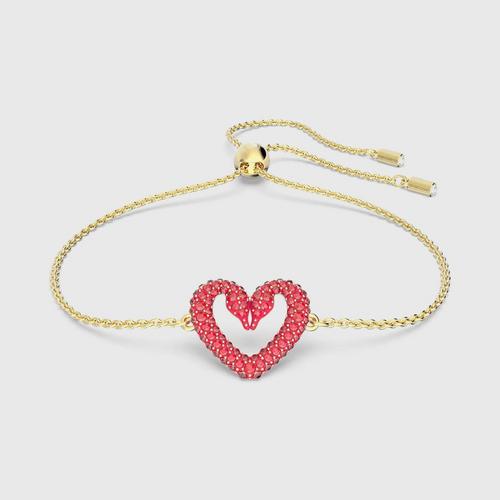施华洛世 SWAROVSKI Una bracelet Heart, Small, Red, Gold-tone plated