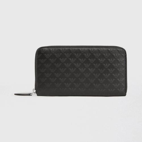 EMPORIO ARMANI Long wallet in leather with all-over logo