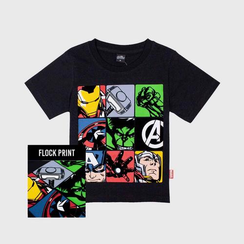 MARVEL Avengers Flock Print T-Shirt - Black 3