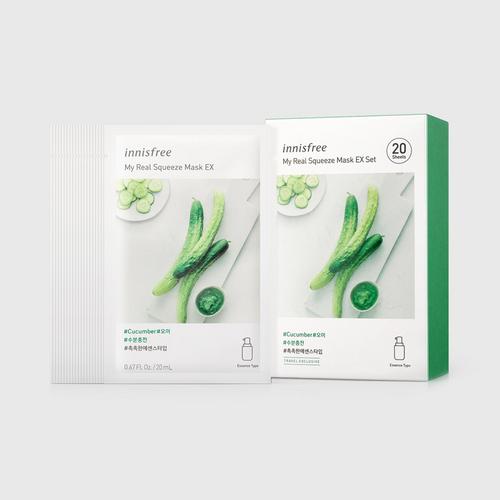 INNISFREE My Real Squeeze Mask EX Set - Cucumber (20ml x 20 Sheets)